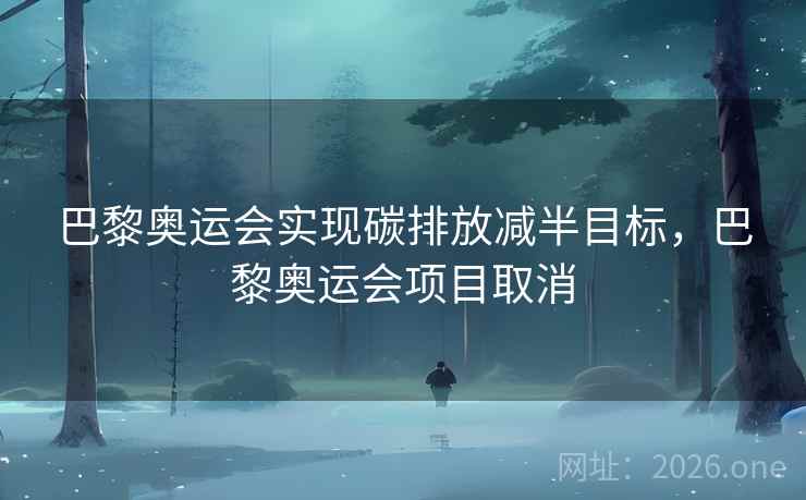 巴黎奥运会实现碳排放减半目标，巴黎奥运会项目取消